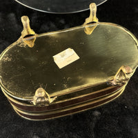 Thumbnail for Vintage Copper & Brass Planter Jardiniere 9.5” Footed Oval Hammered Floral deco12