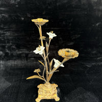 Thumbnail for Italian Style Bronzed Brass Floral Candlestick White Ceramic Flowers gift 40cm6
