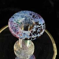 Thumbnail for Studio Glass Art Mini Vase Swirled Multicolor Pulled Rim Blown 3.5” ArtGlass1