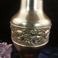 Thumbnail for Vtg/ Antique Brass Vase Embossed Floral Design   Decor Patina Dent Wear 13