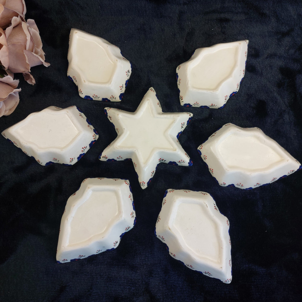 Ceramic Floral Yellow Star Dish Set – Turkish Style 7-Piece Decorative Handmade8
