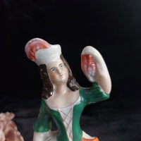 Thumbnail for Antique Staffordshire Woman Figurine Paint Loss Damaged Leg 9.5