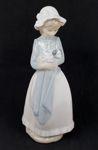Thumbnail for Nao Girl Lladro Cuddling Puppy Figurine Blanket Porcelain firreplace decor Spain15