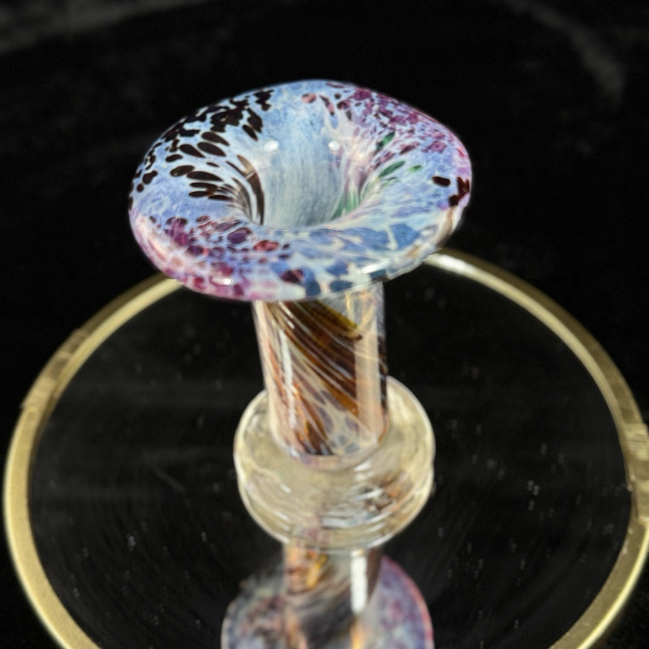 Studio Glass Art Mini Vase Swirled Multicolor Pulled Rim Blown 3.5” ArtGlass5