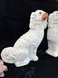 Thumbnail for Antique Porcelain Staffordshire King Charles Spaniel Figurine Pair Victorian dec10