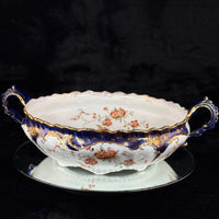 Thumbnail for K&C Royal Semi Porcelain Bowl Cobalt Blue Gold Blossom Floral 10