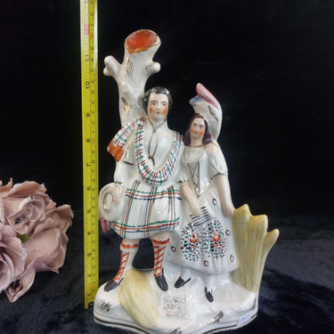 LARGE c1880 Victorian Staffordshire Spill Vase Robert Burns and His Mary White1