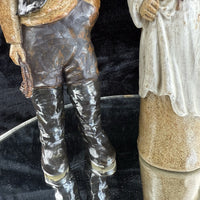 Thumbnail for Vintage  Signed by JR Art Pottery fisherman and wife clay figurine set of 2 Rare14