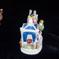 Thumbnail for Porcelain horse- marriage proposal scene 70s Drawn Carriage Vintage Music Box.7