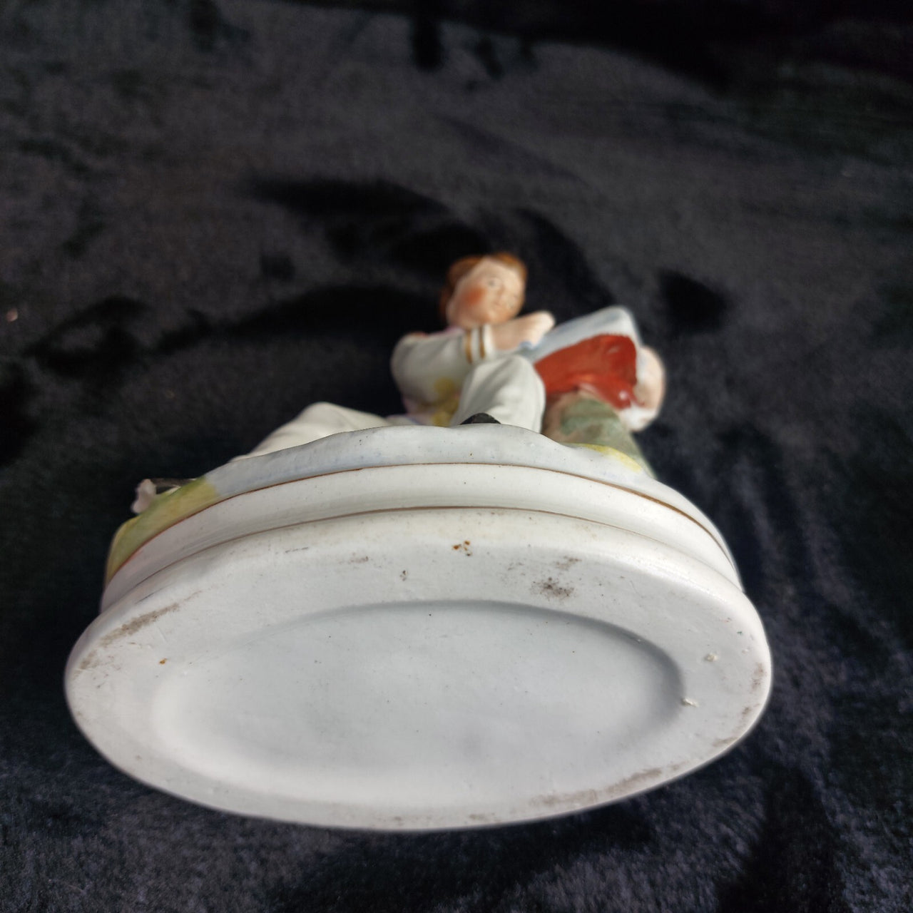 Staffordshire Figurine Reading Man Book 6" Repaired Neck, chipped foot Vintage.5
