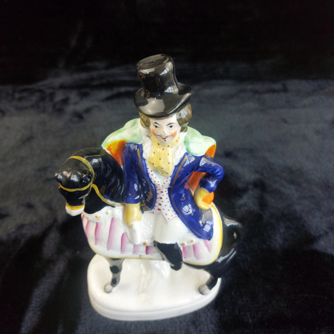 Rare Staffordshire antique 1860s Figurine – Man on Horseback, 9" see leg Medium12