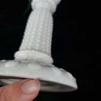 Thumbnail for Rare Milk Glass porcelain Candlestick Holder, Black Dot Chipped Rim & Base 6.5