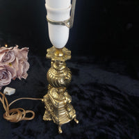 Thumbnail for Stunning Ornate Rococo Brass Lamp French Styl Heavy Urn Scroll Base 19