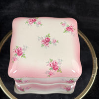 Thumbnail for Blakeney Bone China Square Trinket Box Rose Pink Spray Pattern Stoke-on-Trend3