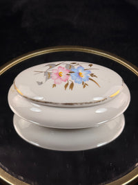 Thumbnail for Pâte MPA de Limoges France Oval Trinket Box Jewelry Casket Floral Gold Trim see17