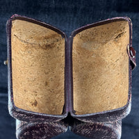 Thumbnail for Vintage\antique Leather Travel Case Cylindrical Burgundy Snap Closure 1920s6