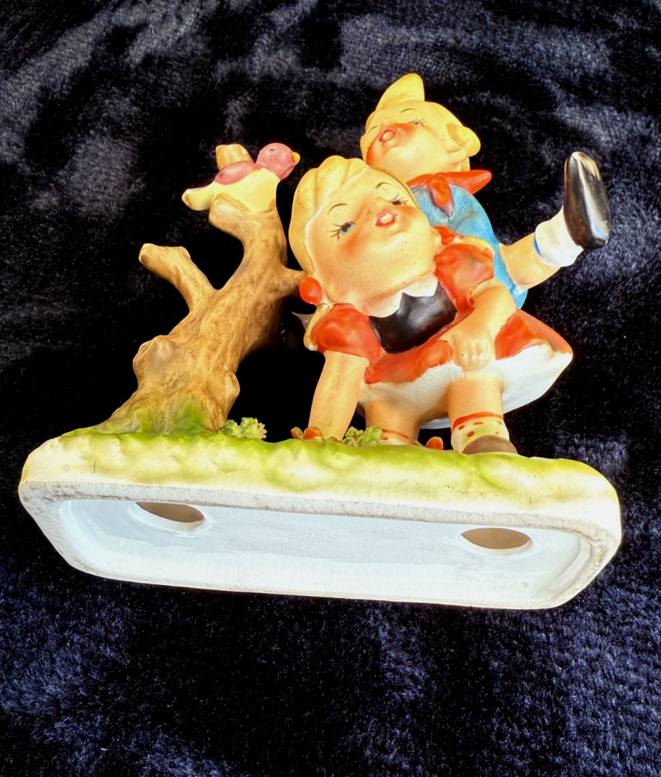 Hummel Vintage style Porcelain Figurine of Children with a Bird on a Tree 7in12