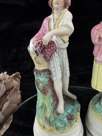 Thumbnail for Victorian 19th c Antique Staffordshire Style Figurines Grapes & Harvester couple9