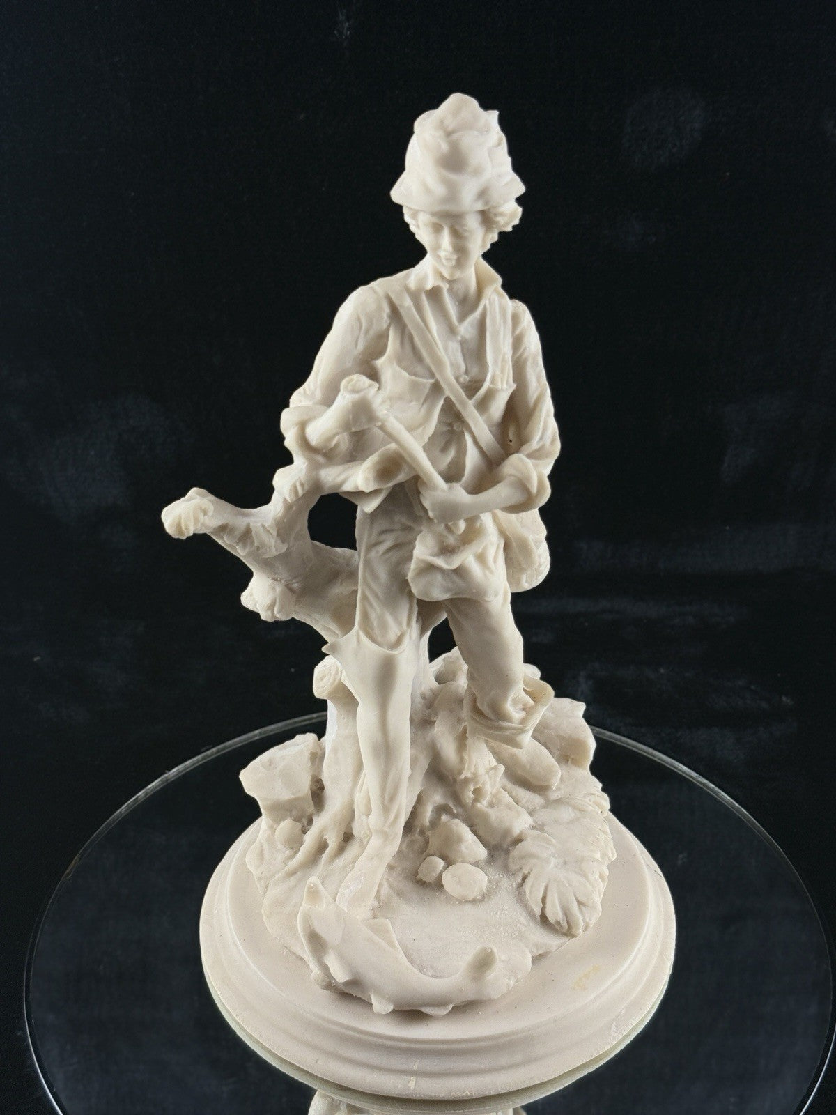 Antique , Late 19th Century Parian Ware Style Fisherman Figurine 2.13kg 12in dec1