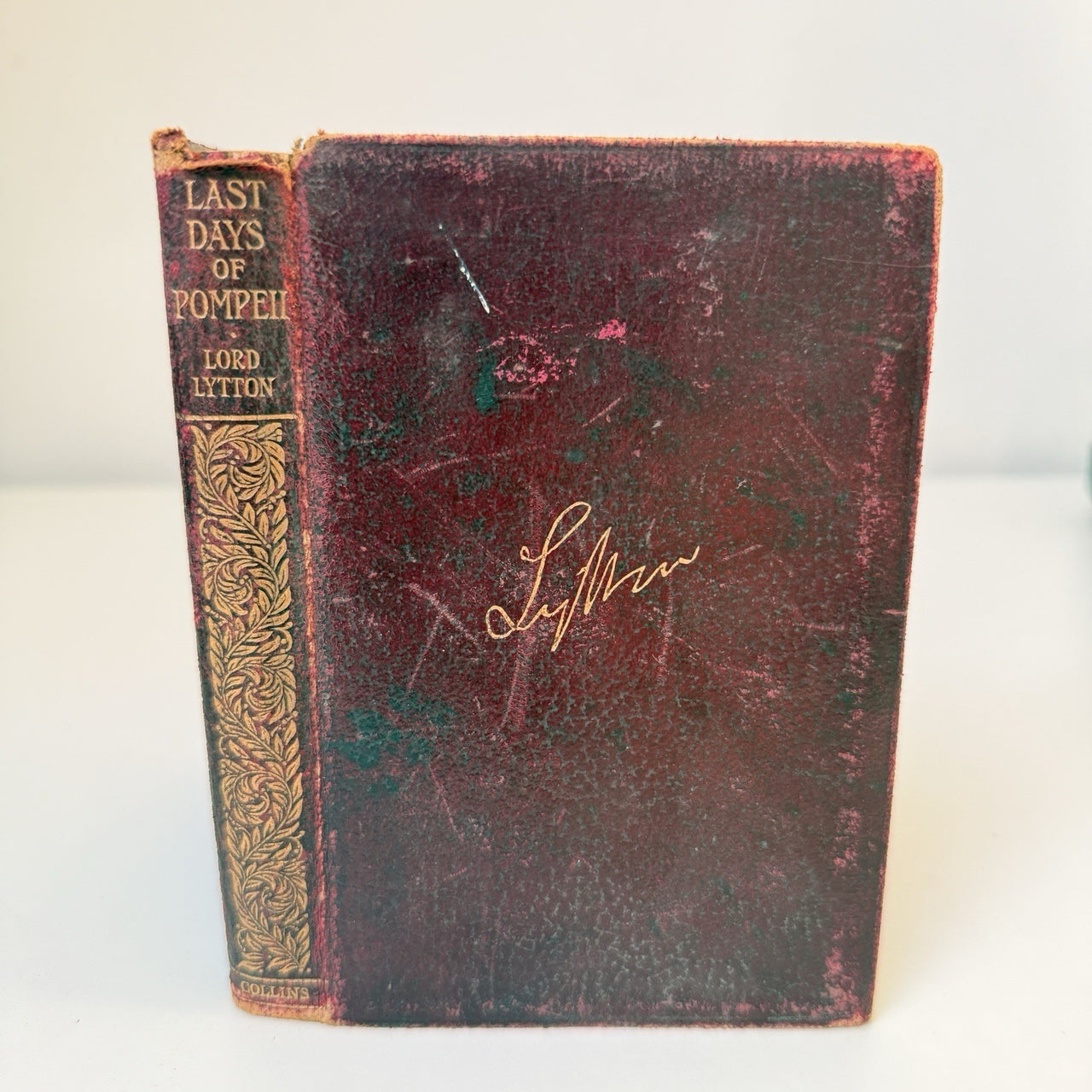 Collins Days Last of Pompeii Lord Lytton Antique Red Leather Gilt Spine 1890s11
