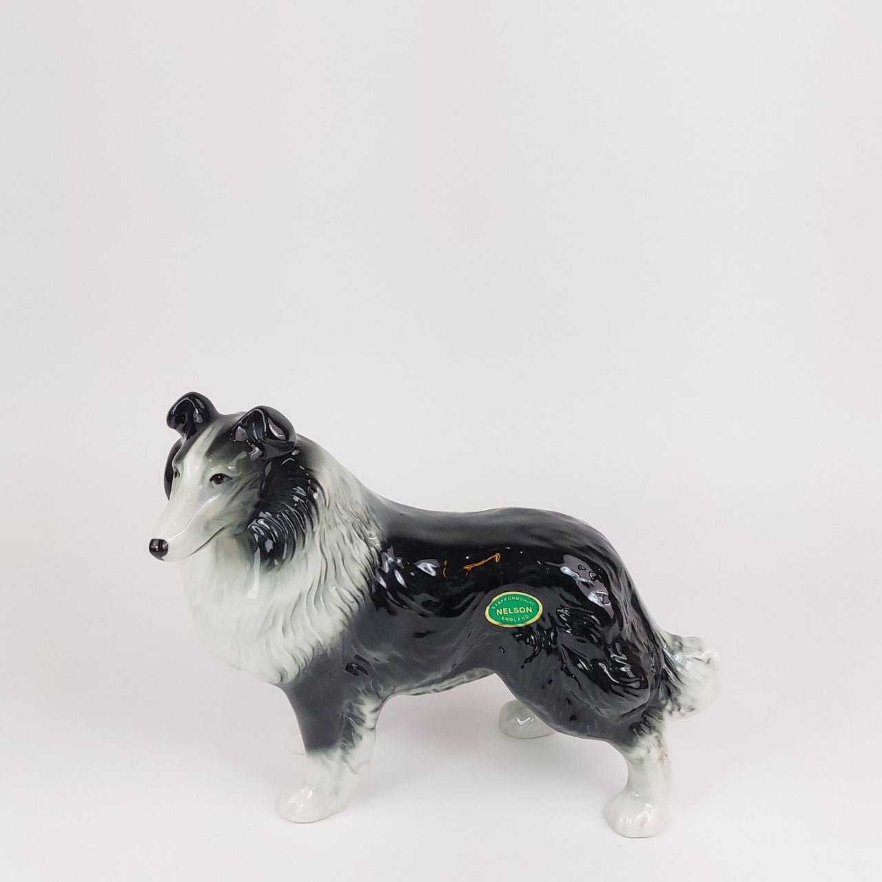 Vintage Nelson Staffordshire Ceramic Collie Figurine 1960s Collie bookshelf deco2