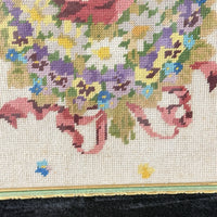 Thumbnail for Floral Framed Needlepoint Tapestry Pink Rose Daisy Bouquet 2015” Wood Frame.6