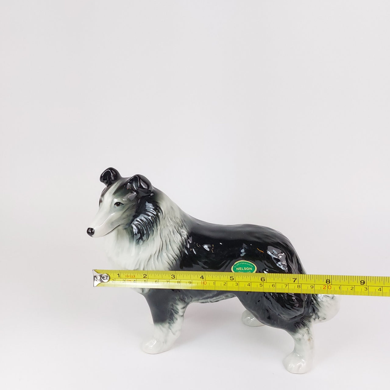 Vintage Nelson Staffordshire Ceramic Collie Figurine 1960s Collie bookshelf deco7
