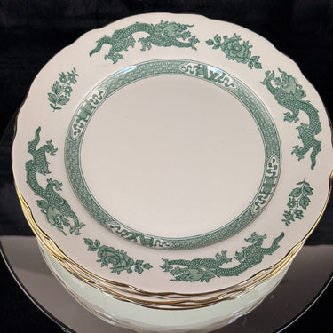 Royal Cauldon Antique Green Dragon Plates x6 10.5