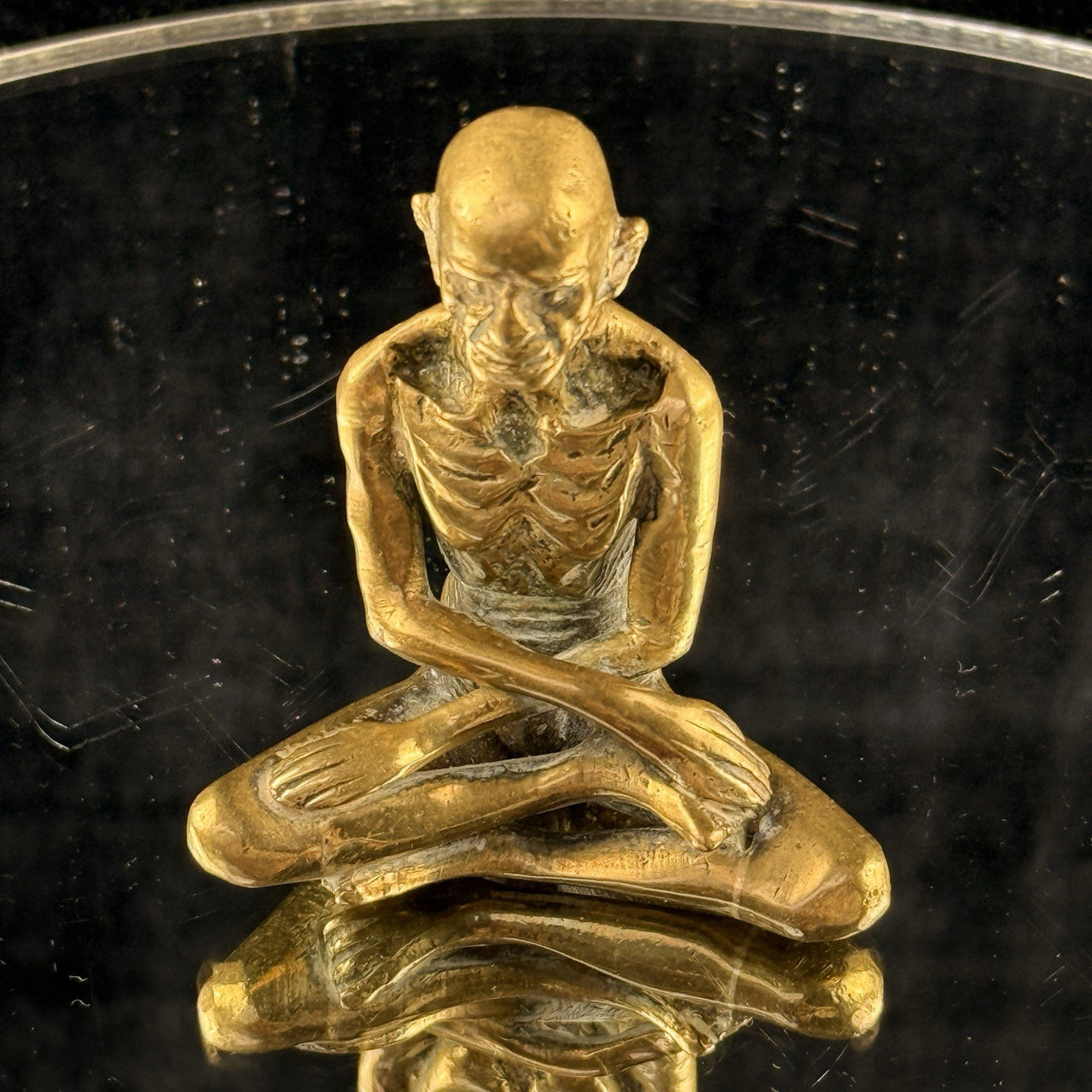 Antique Brass Indian Starving Buddha Statue – 3” Fasting Siddhartha Figurin2