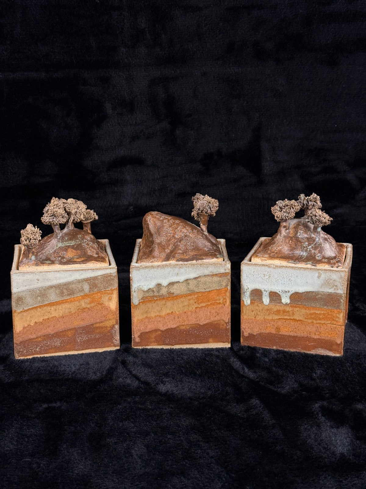 Studio Landscape Pottery Lidded Boxes Set – Handmade Ceramic Art Storage Jars7