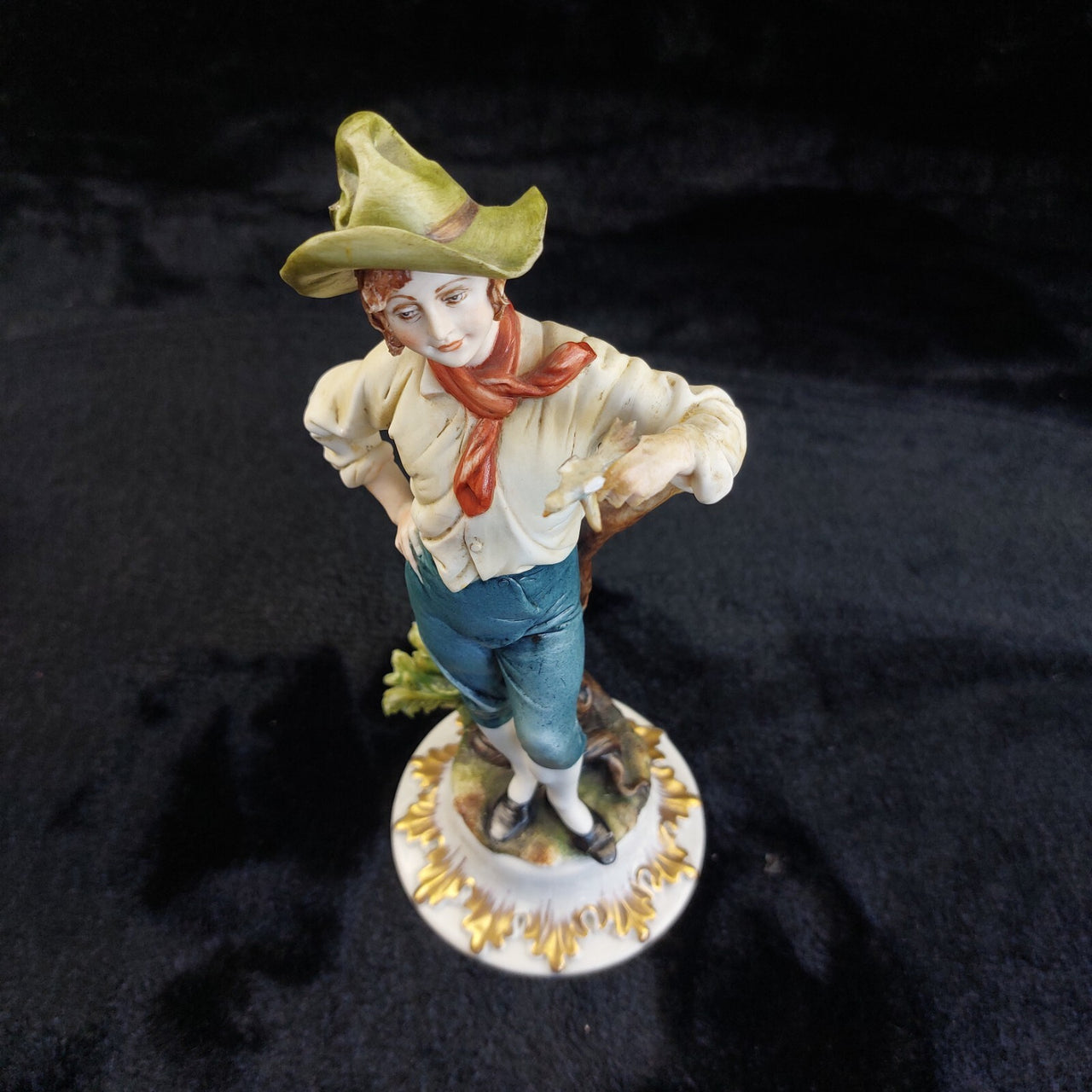 Capodimonte Tyche Toscany Boy Figurine Bird Damage 8.5 in Painted Hand Porce13