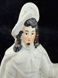 Thumbnail for Antique Porcelain Staffordshire Cavalier- Horse Figurine Pair decor see one head19