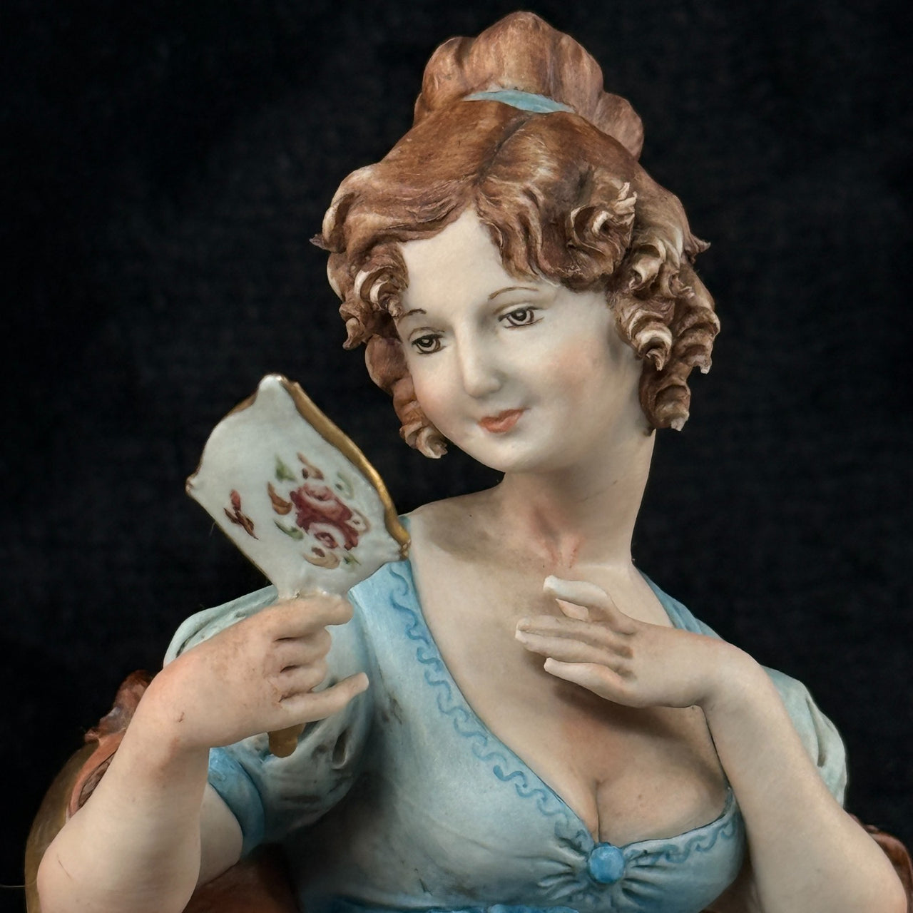 Tyche Bauer Lady Figurine on Couch Painted Hand Porcelain 8" Signed capodimonte8