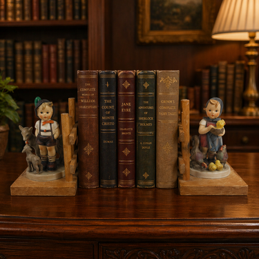 Goebel Hummel HUM 250 A&B Bookends Goat Herder & Feeding Time 1960s Figurine dec0