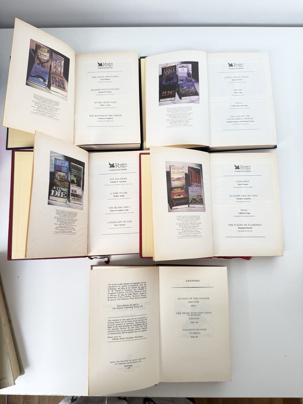 Readers Digest and Odhams 5 Novel Hardbacks Eagle Has Flown Longshot Condensed9