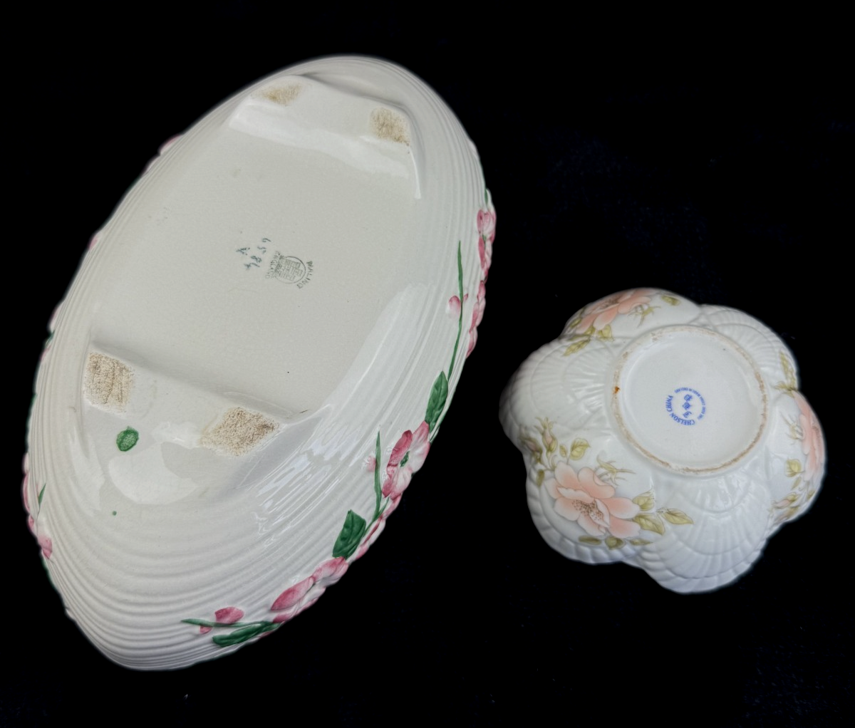 decor Maling Ware 4586 Dogwood Planter/Trough & Small Bowl - Pink Floral Large13
