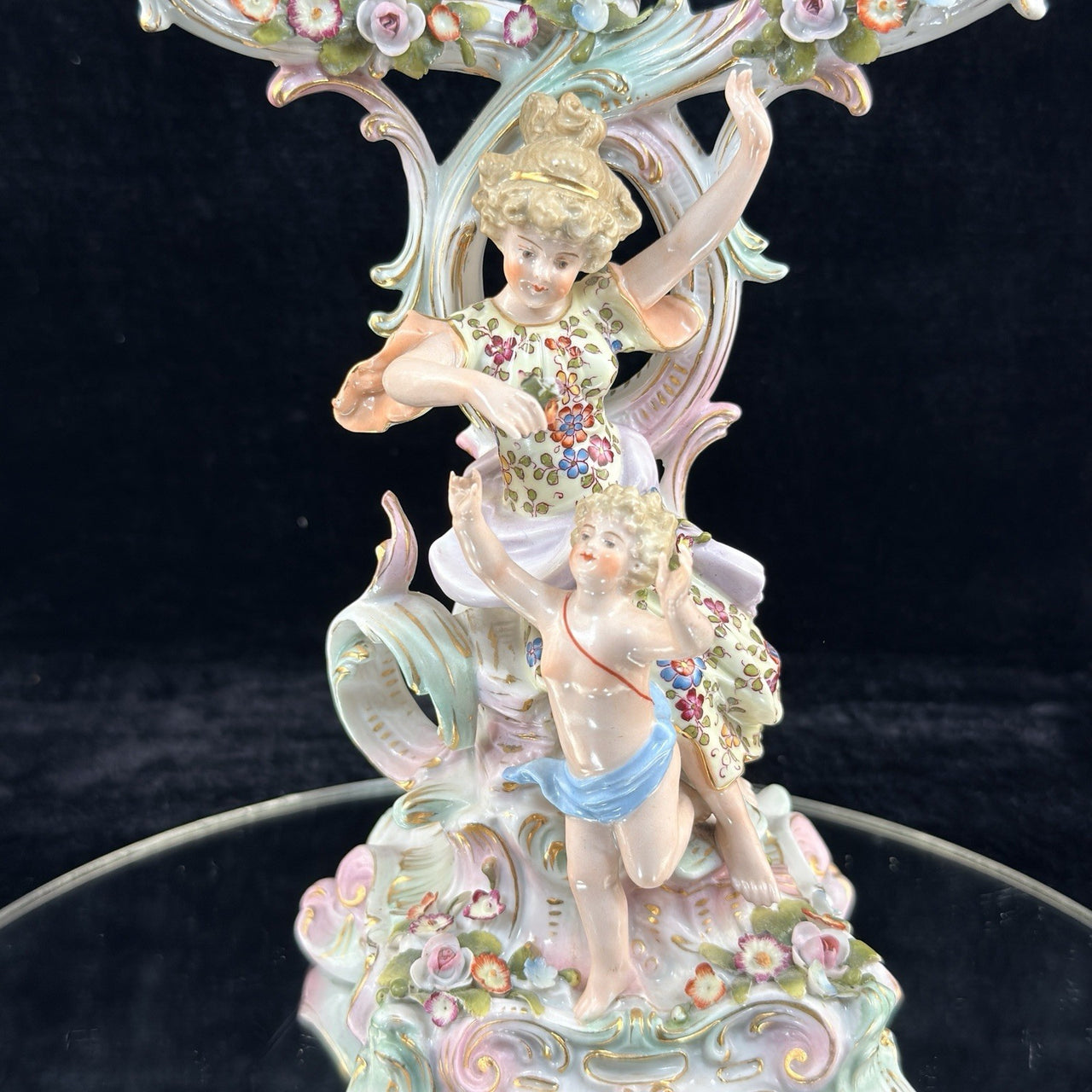 Antique Dresden Meissen Style Sitzendorf Porcelain Candelabra 19th Century Decor4