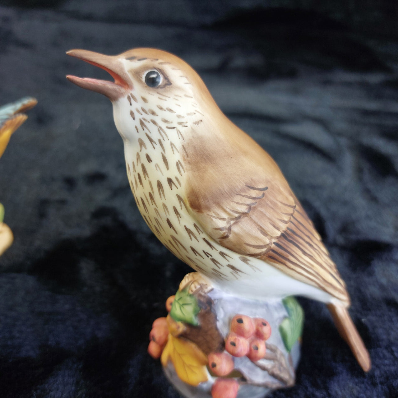 Royal Worcester Kingfisher & Thrush Bird Figurines England ceramic repaired9