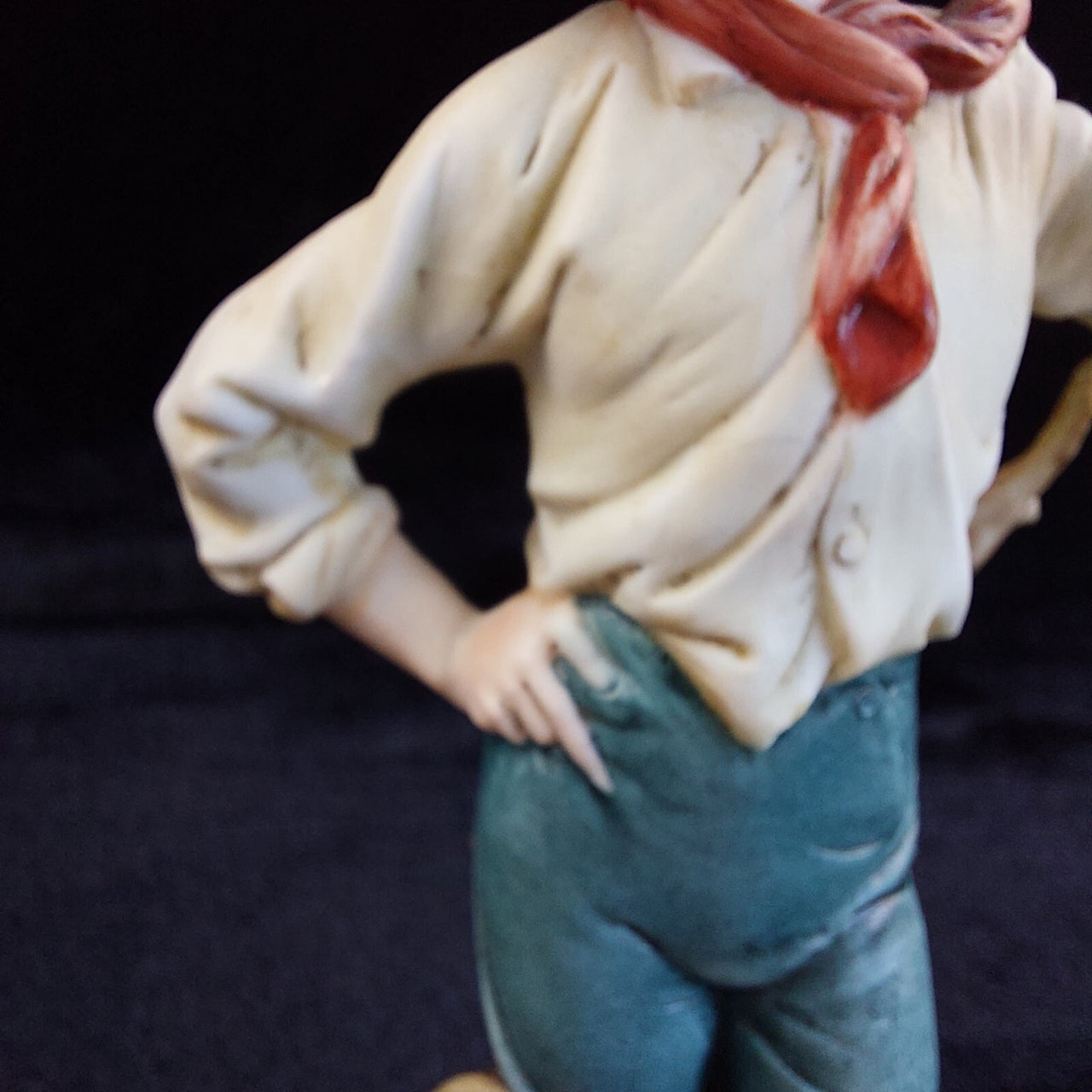 Capodimonte Tyche Toscany Boy Figurine Bird Damage 8.5 in Painted Hand Porce4