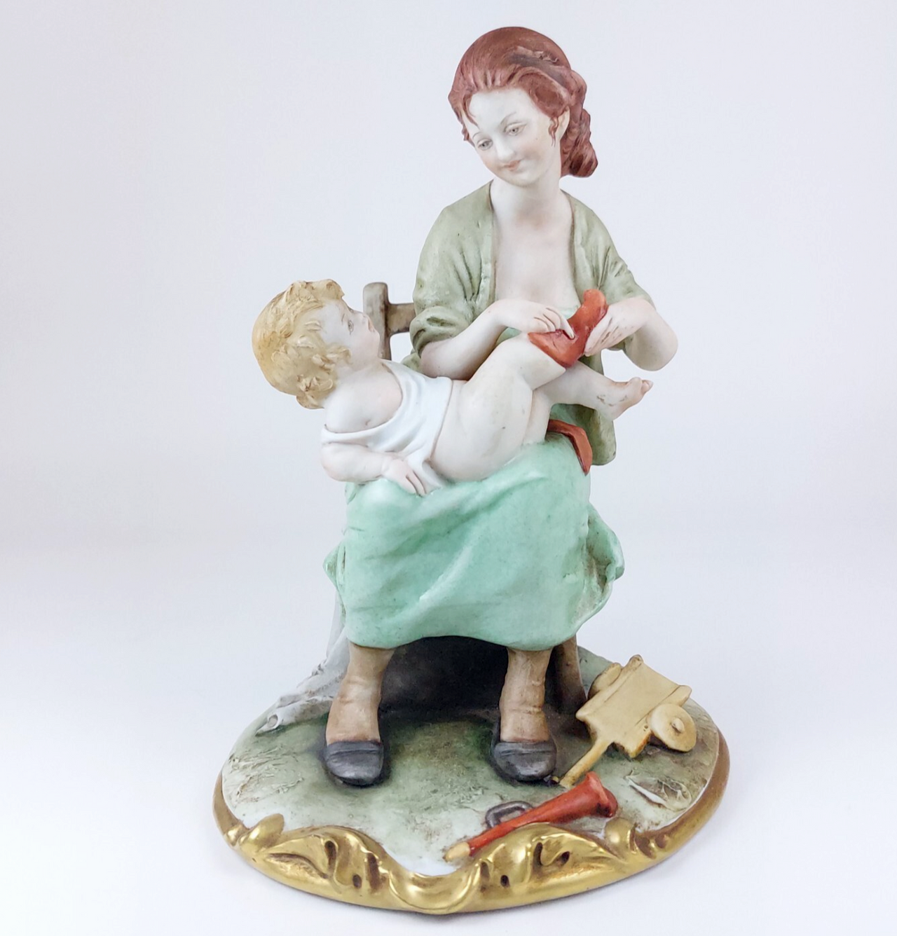 RARE 1950s Capodimonte - Bruno Merli Signed Porcelain Child & Mother Figurine0