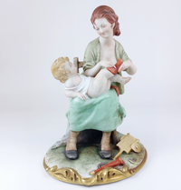 Thumbnail for RARE 1950s Capodimonte - Bruno Merli Signed Porcelain Child & Mother Figurine0