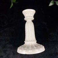 Thumbnail for Rare Milk Glass porcelain Candlestick Holder, Black Dot Chipped Rim & Base 6.5