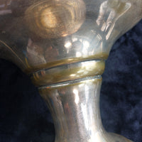 Thumbnail for Vintage Brass Pedestal vase Bowl gold Floral Embossed 10