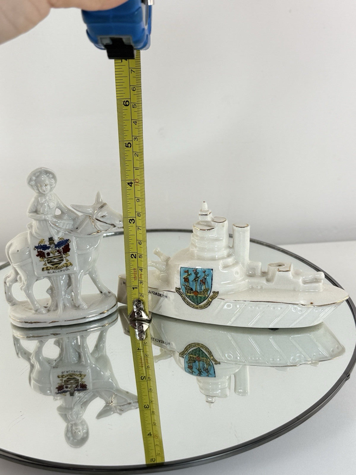 Arcadian Crested China Donkey Figurine HMS Queen Elizabeth White Porcelain11