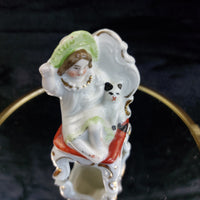 Thumbnail for Antique Girl Porcelain with Dog Figurine Seated Chair 3.5 in gift United Kingdom9