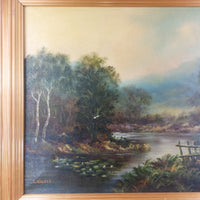Thumbnail for Original Oil on Canvas River Painting – Signed by E. Walker, Landscape See Pics12