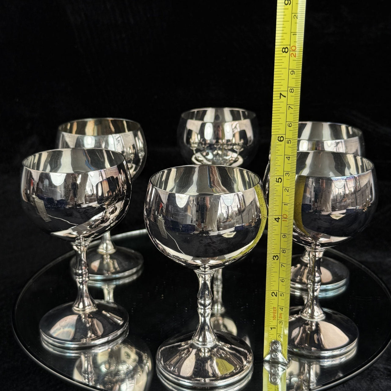 VALERO Plated Silver Goblets Set of 6 - Made in Spain - 12.5cm Tall silver decor2