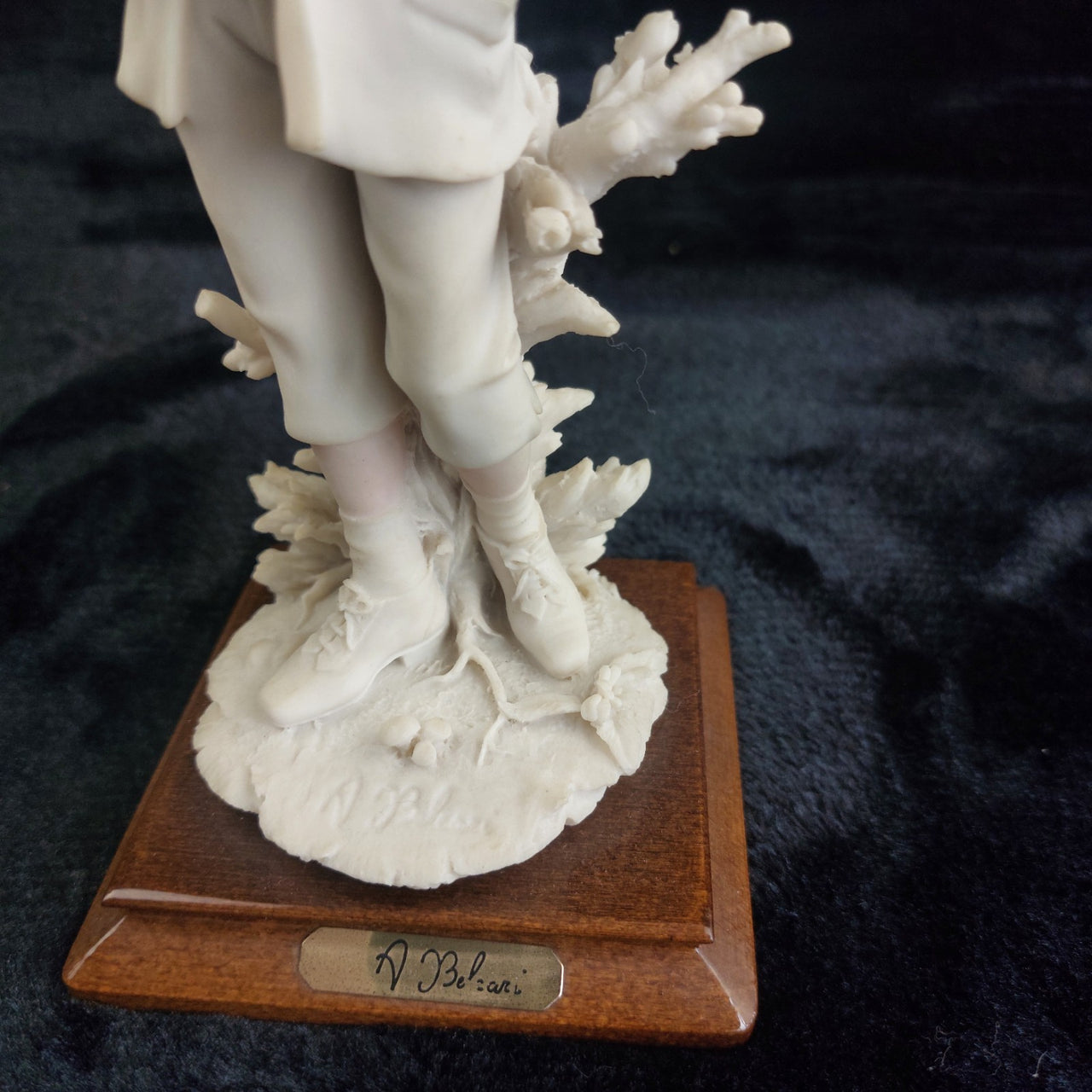 V. Belcari Figurine Boy with Dog Italy Armani Porcelain Sculpture Vintage 8"9