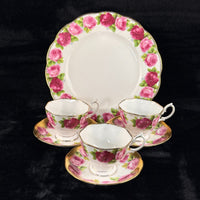 Thumbnail for Royal Albert Pink Rose tea set of 3 &serving plate England stunning 7p tea set 18