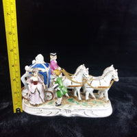 Thumbnail for Porcelain horse- marriage proposal scene 70s Drawn Carriage Vintage Music Box.3